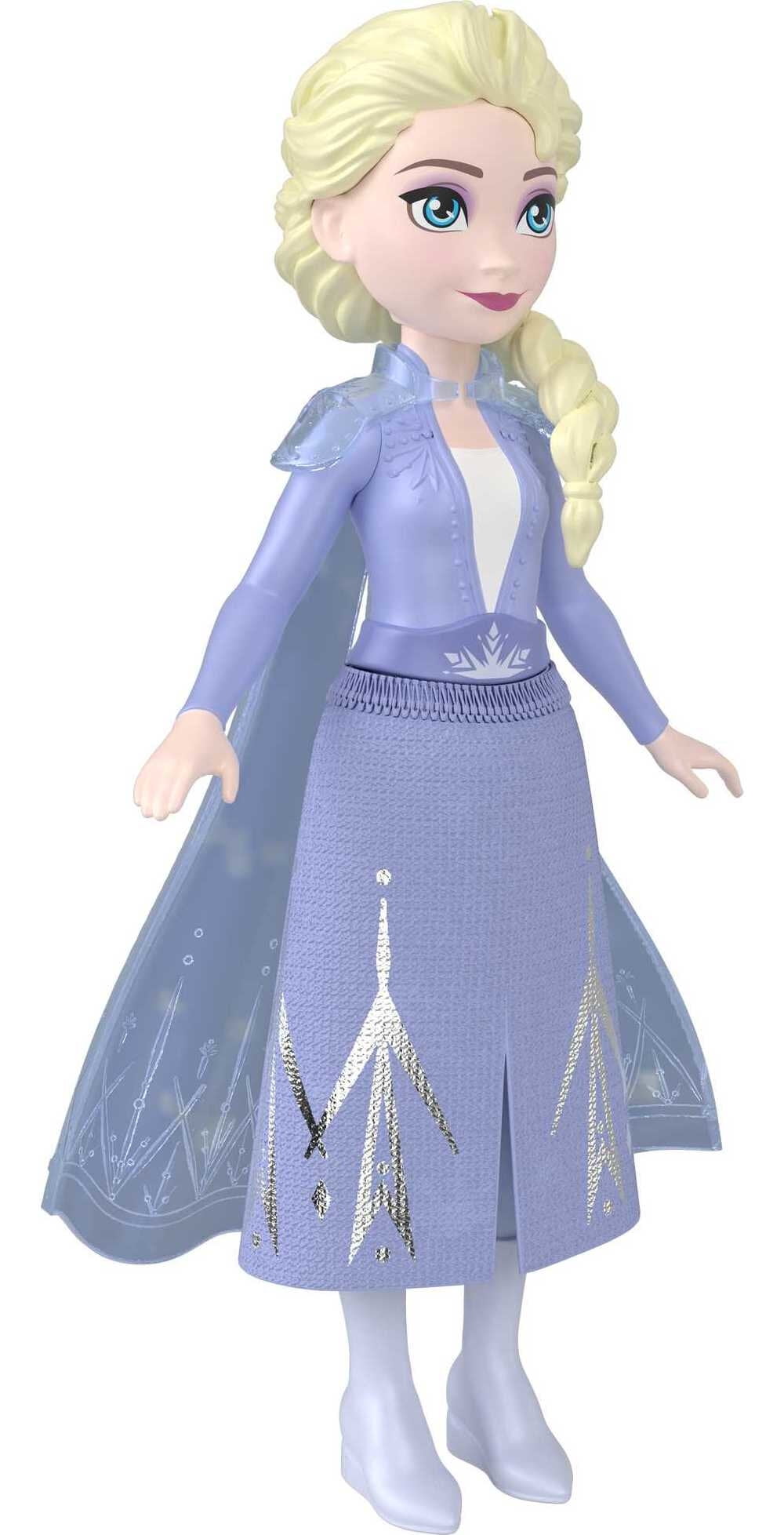 Disney Frozen Elsa Small Doll in Travel Look, Posable with Removable Cape & Skirt