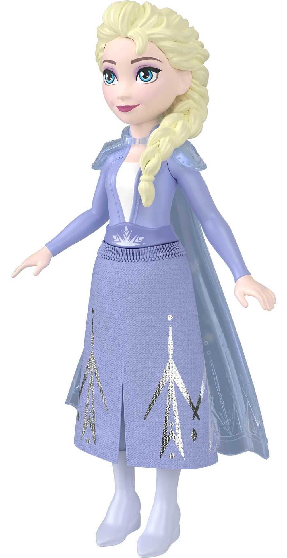 Disney Frozen Elsa Small Doll in Travel Look, Posable with Removable Cape & Skirt