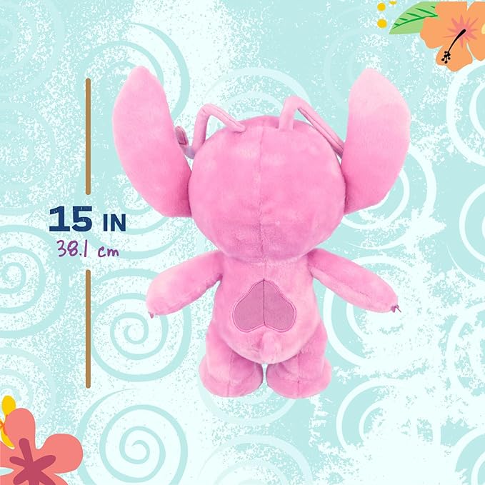 Disney Stitch Angel Stuffed Animal Standing Plush 15" Pink