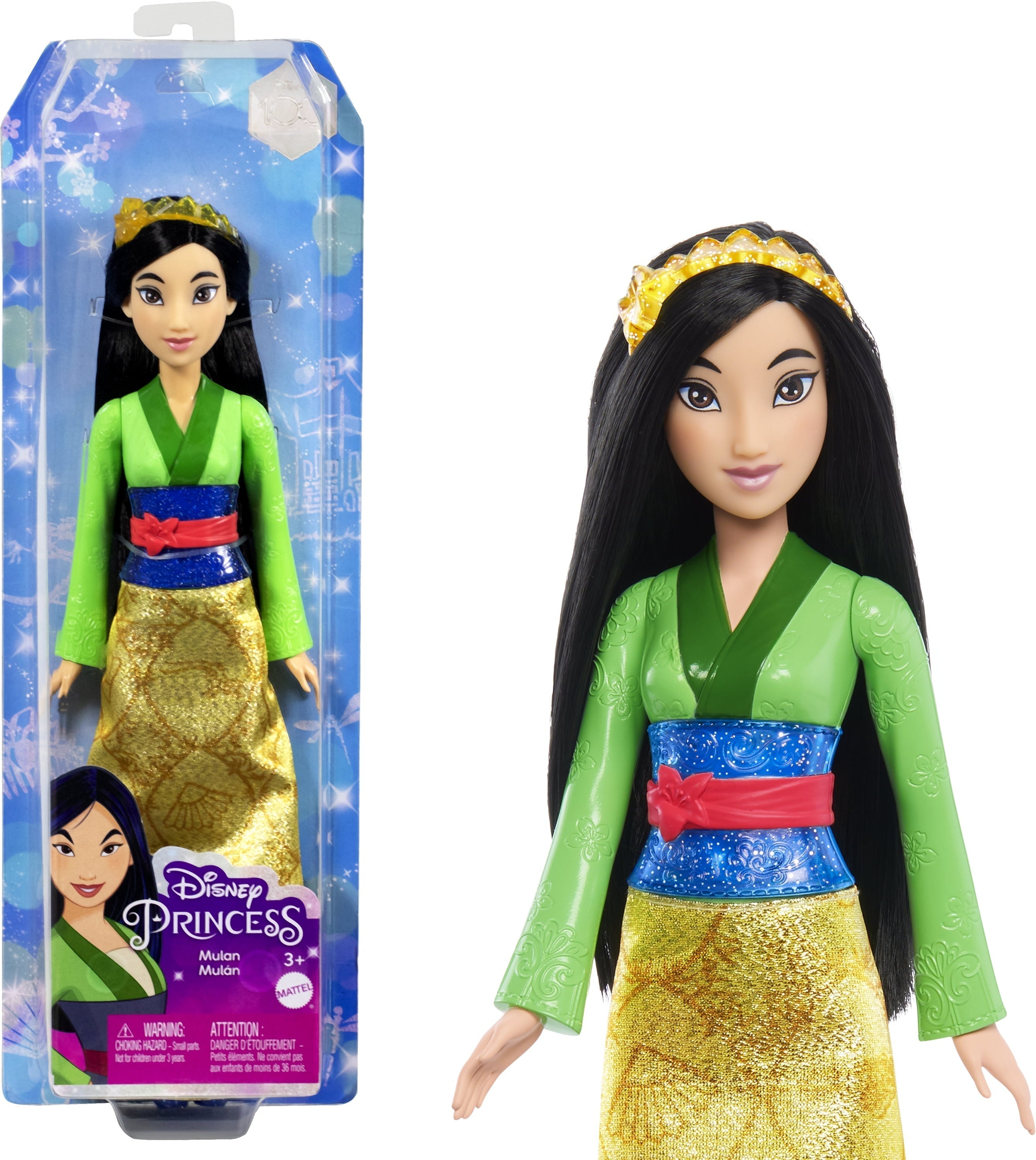 Disney Princess Mulan 11 inch Fashion Doll with Black Hair, Brown Eyes & Hair Accessory, Sparkling Look