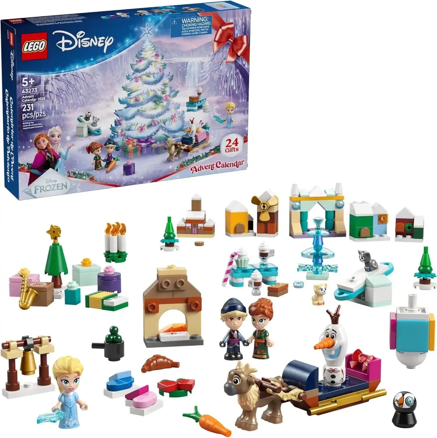 LEGO Disney Frozen Advent Calendar 2025 - Holiday Countdown Playset for Kids, Ages 5+ - Ana & Elsa Minidolls & Buildable Surprises - 43273